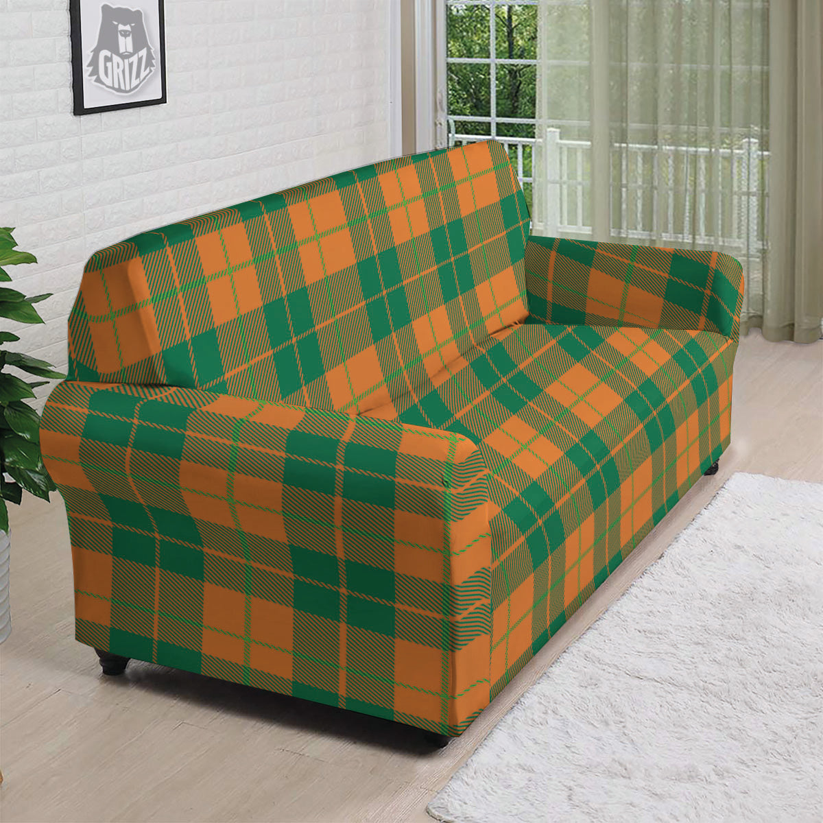 Saint Patrick's Day Irish Tartan Print Sofa Cover-grizzshop