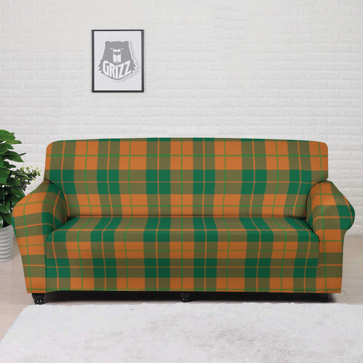 Saint Patrick's Day Irish Tartan Print Sofa Cover-grizzshop