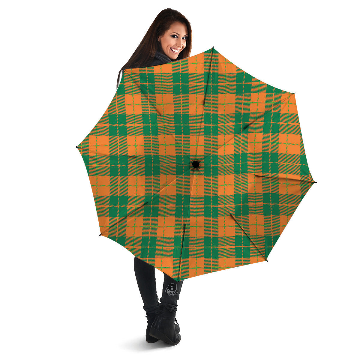 Saint Patrick's Day Irish Tartan Print Umbrella-grizzshop