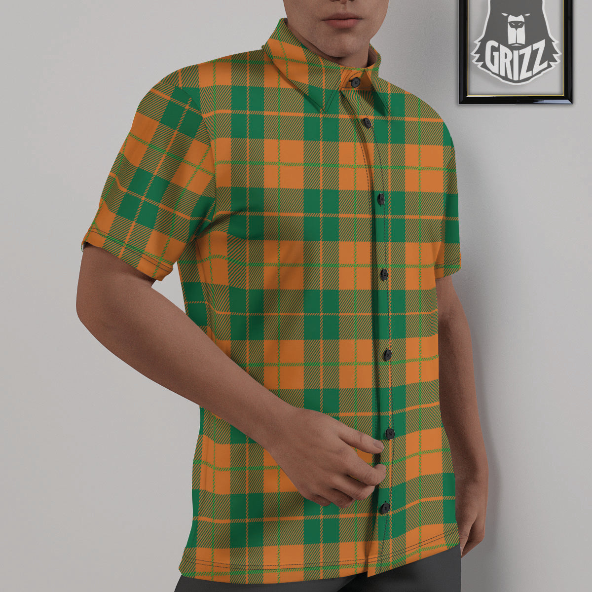 Saint Patrick's Day Irish Tartan Print Untucked Shirts-grizzshop