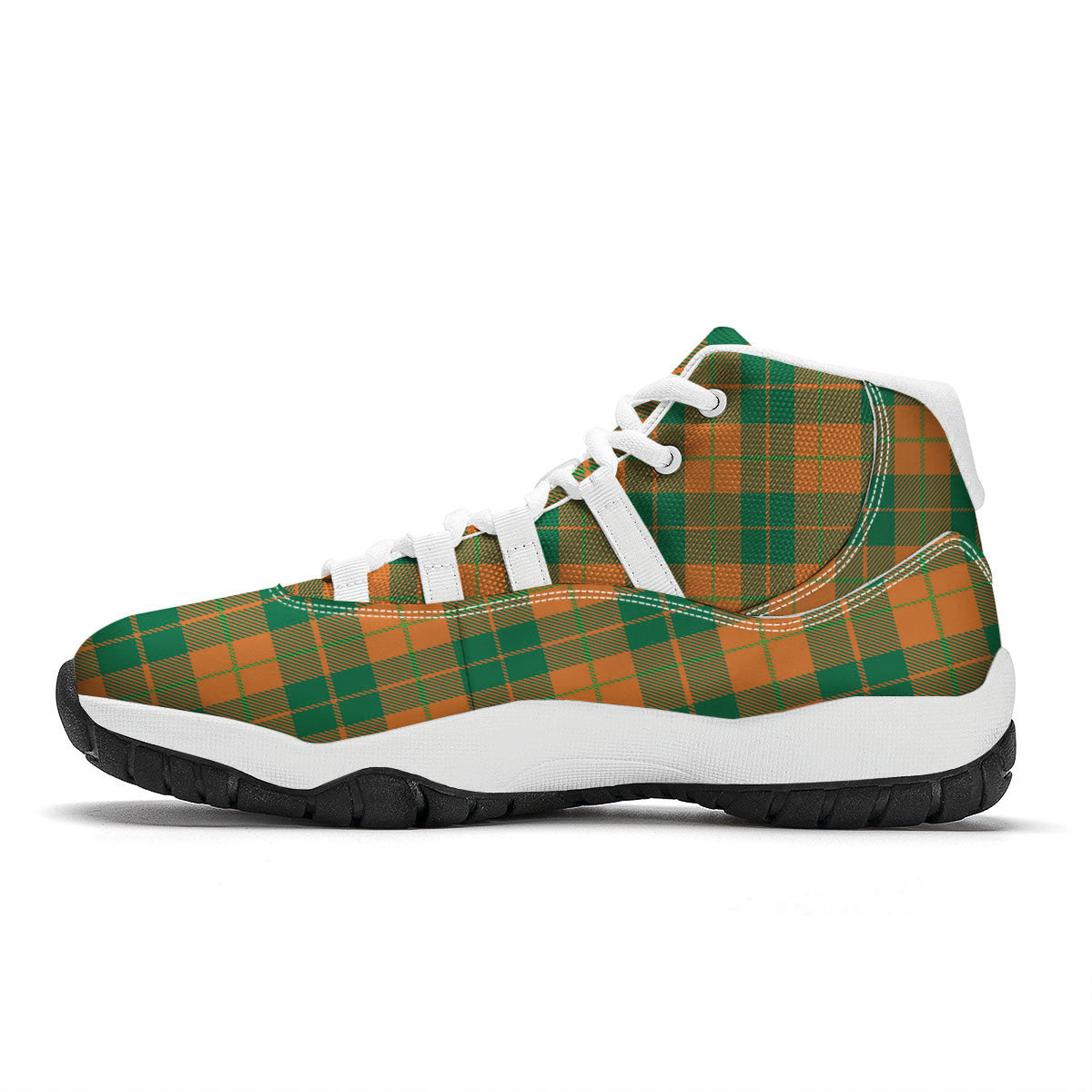 Saint Patrick's Day Irish Tartan Print White Bball Shoes-grizzshop