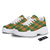 Saint Patrick's Day Irish Tartan Print White Chunky Shoes-grizzshop