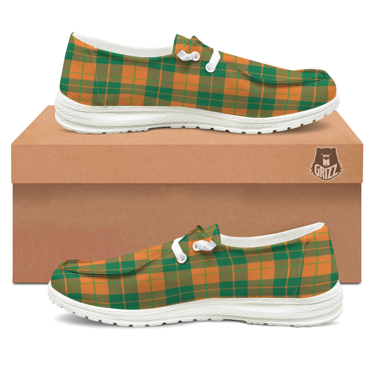 Saint Patrick's Day Irish Tartan Print White Loafers-grizzshop