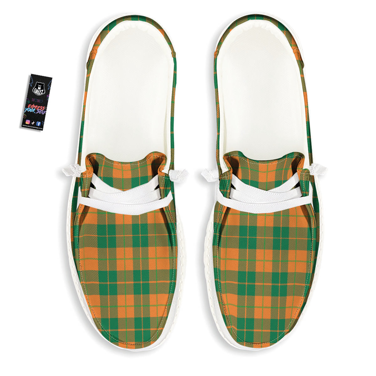 Saint Patrick's Day Irish Tartan Print White Loafers-grizzshop