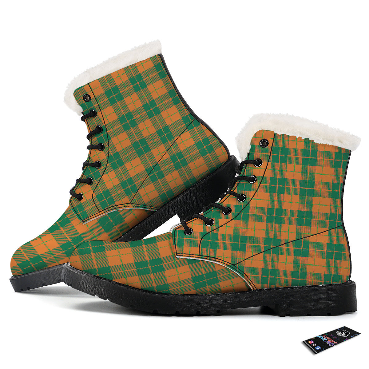 Saint Patrick's Day Irish Tartan Print Winter Boots-grizzshop