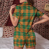 Saint Patrick's Day Irish Tartan Print Women Silk Pajamas-grizzshop