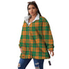 Saint Patrick's Day Irish Tartan Print Women's Sherpa Jacket-grizzshop