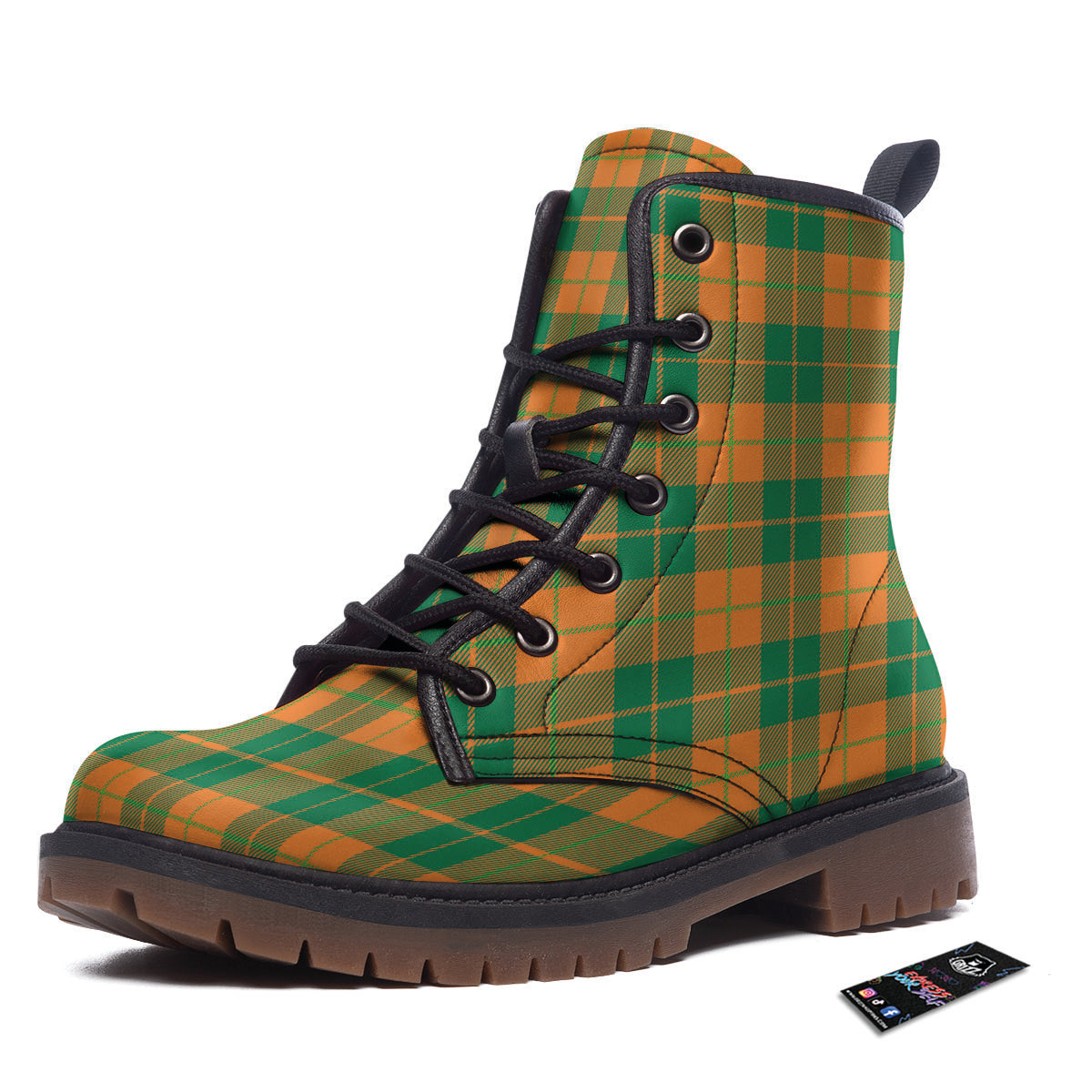 Saint Patrick's Day Irish Tartan Print Work Boots-grizzshop