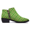 Saint Patrick's Day Shamrock Plaid Print Pattern Ankle Boots-grizzshop