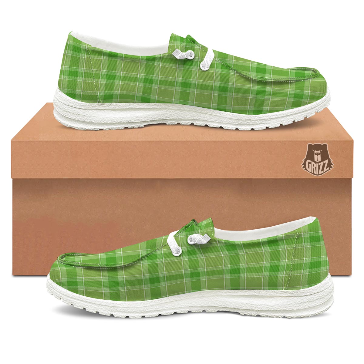 Saint Patrick's Day Shamrock Plaid Print Pattern Black Loafers-grizzshop