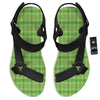 Saint Patrick's Day Shamrock Plaid Print Pattern Black Open Toe Sandals-grizzshop