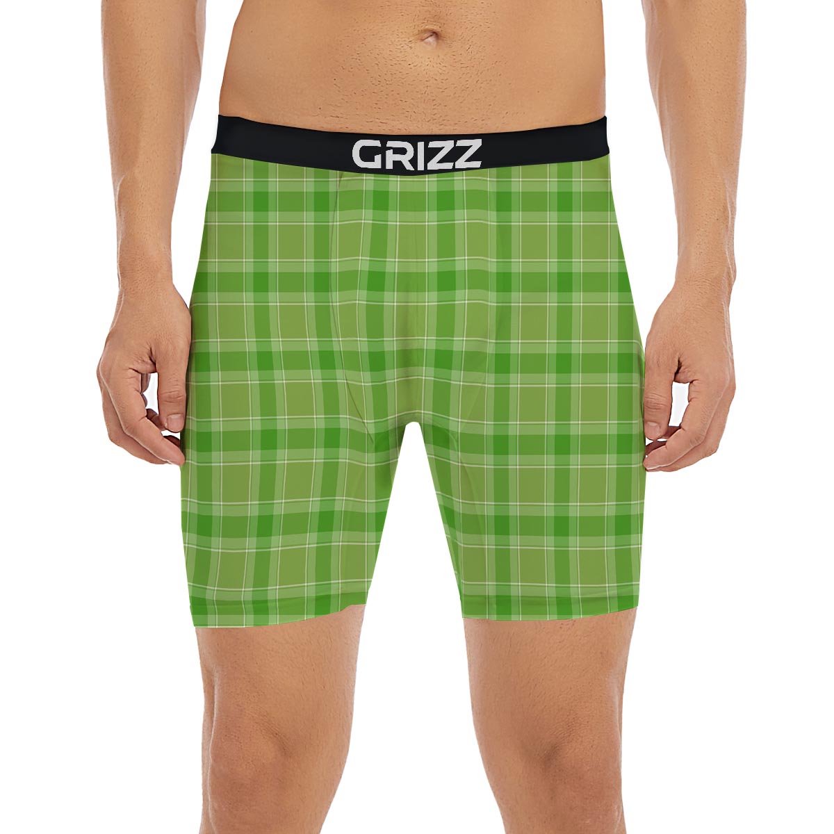 Saint Patrick's Day Shamrock Plaid Print Pattern Boxer Briefs-grizzshop