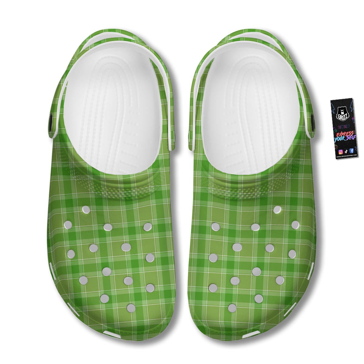 Saint Patrick's Day Shamrock Plaid Print Pattern Clog-grizzshop