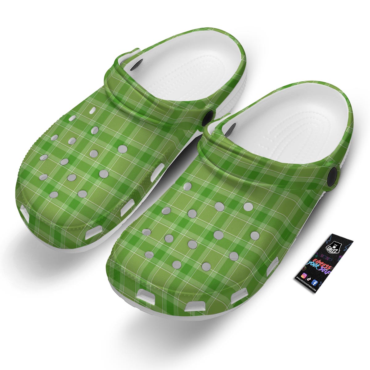 Saint Patrick's Day Shamrock Plaid Print Pattern Clog-grizzshop