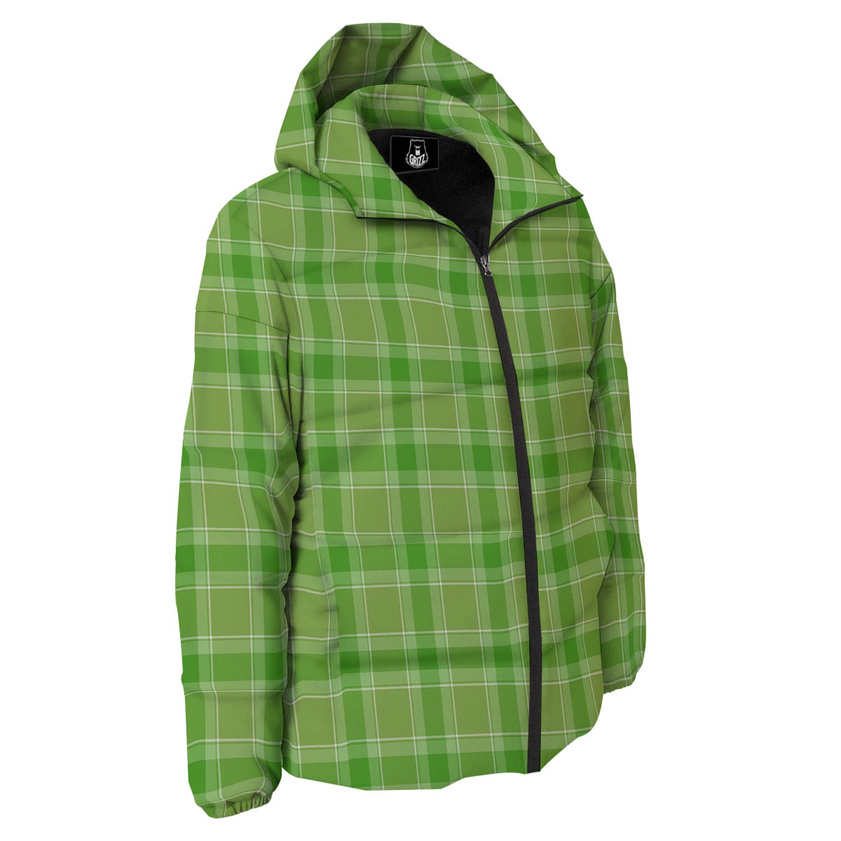 Saint Patrick's Day Shamrock Plaid Print Pattern Down Jacket-grizzshop