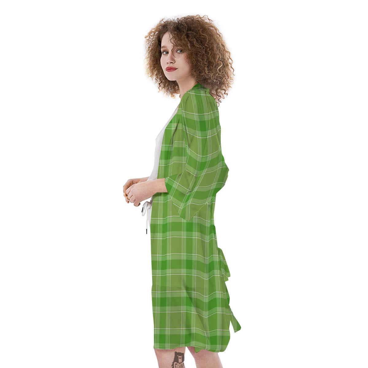 Saint Patrick's Day Shamrock Plaid Print Pattern Kimono-grizzshop