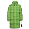 Saint Patrick's Day Shamrock Plaid Print Pattern Long Down Jacket-grizzshop