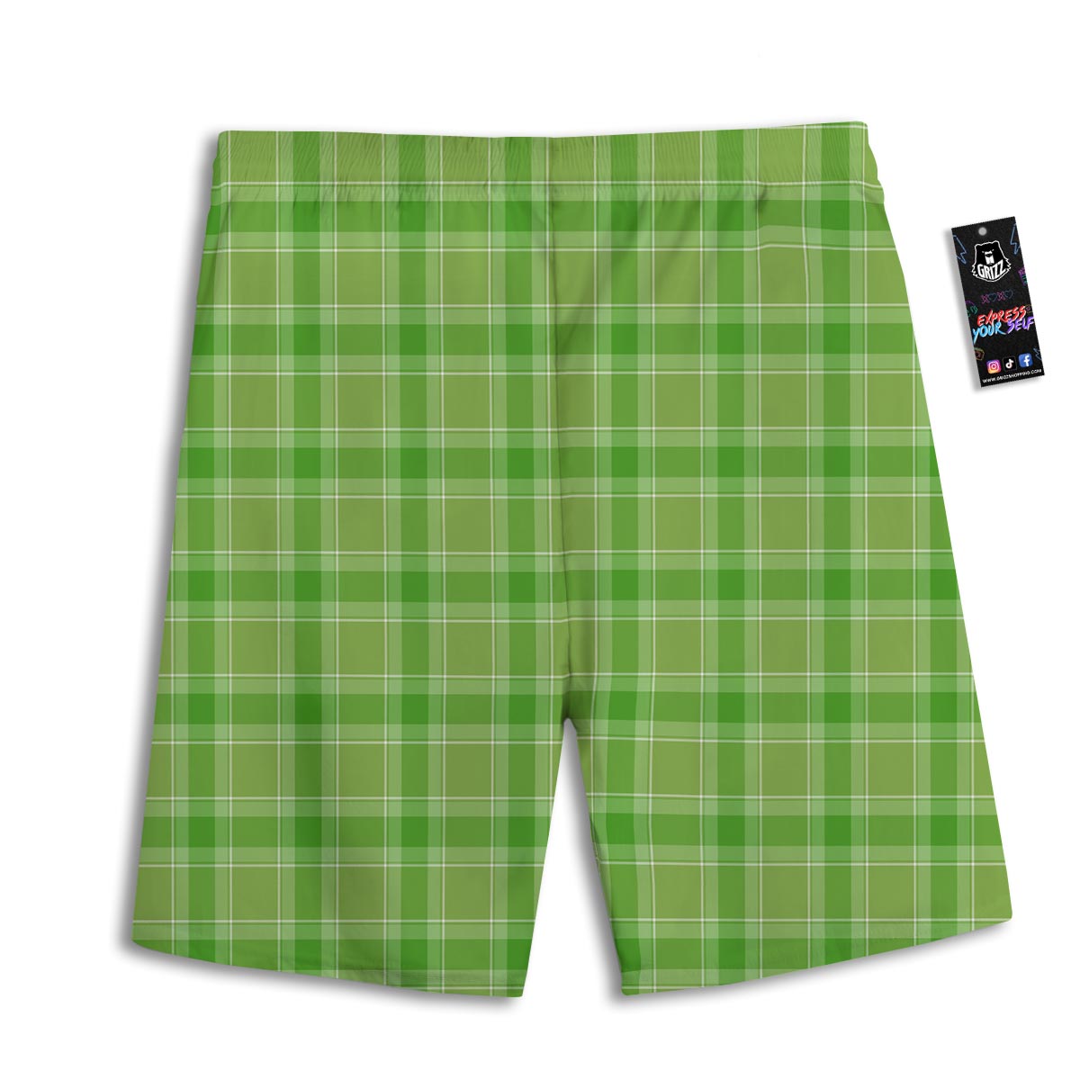 Saint Patrick's Day Shamrock Plaid Print Pattern Men's Athletic Shorts