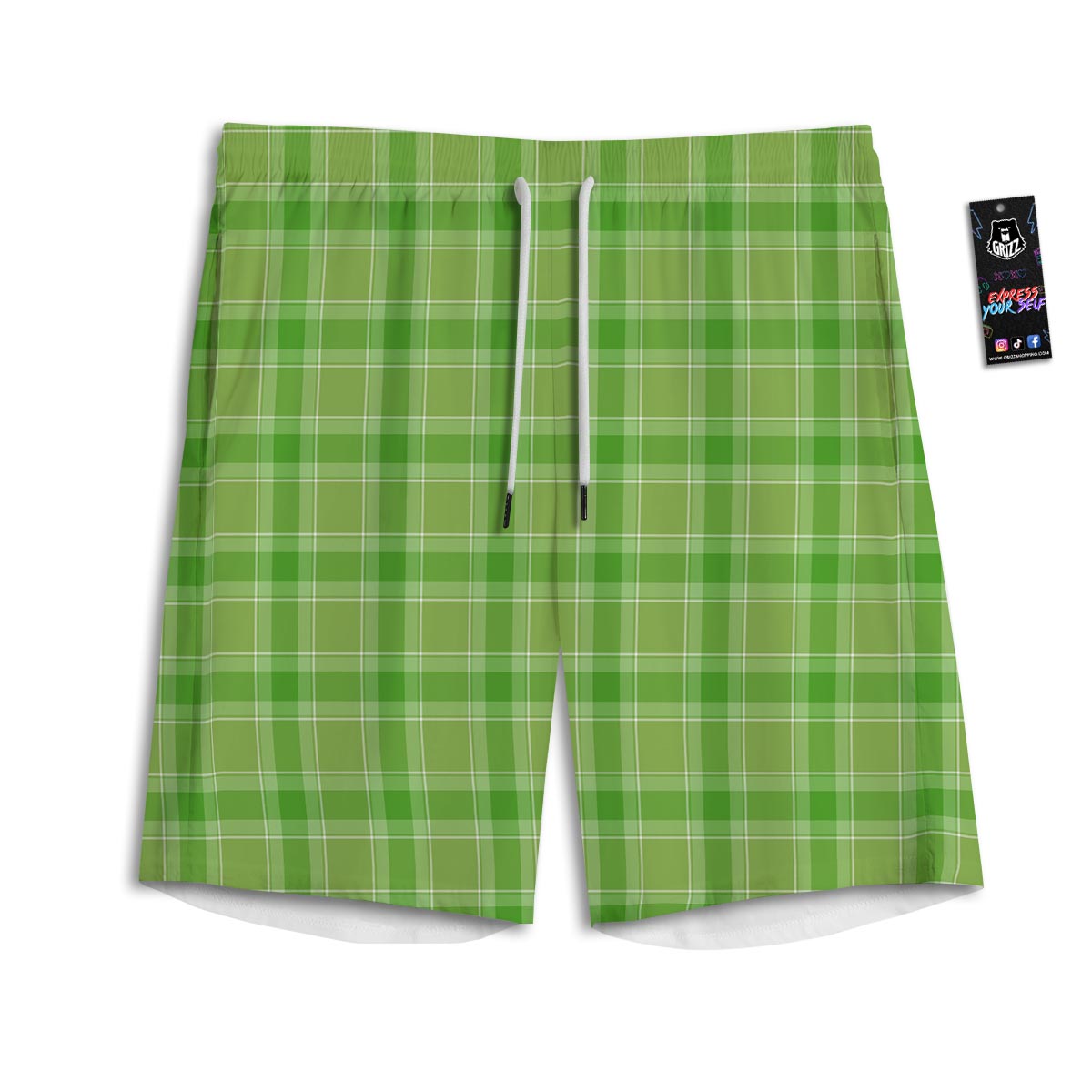 Saint Patrick's Day Shamrock Plaid Print Pattern Men's Athletic Shorts