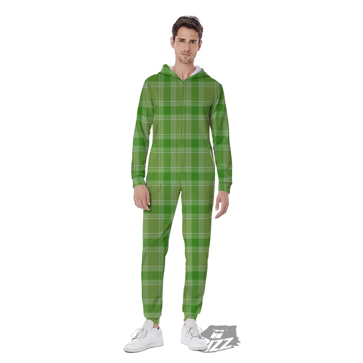 Saint Patrick's Day Shamrock Plaid Print Pattern Men's Jumpsuit-grizzshop