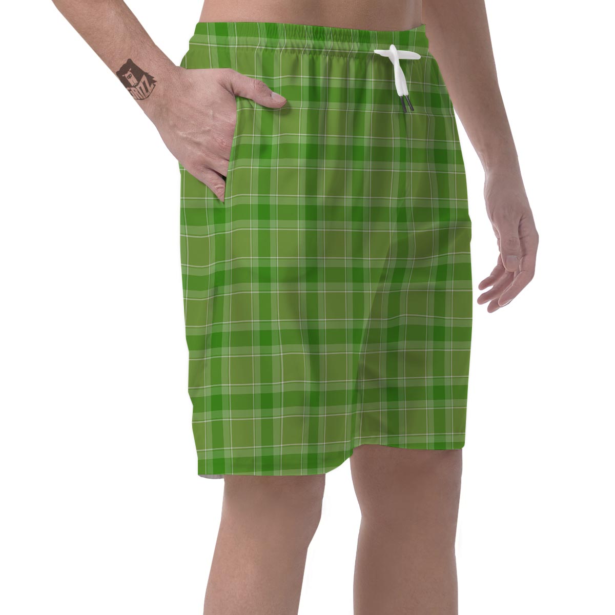 Saint Patrick's Day Shamrock Plaid Print Pattern Men's Shorts-grizzshop