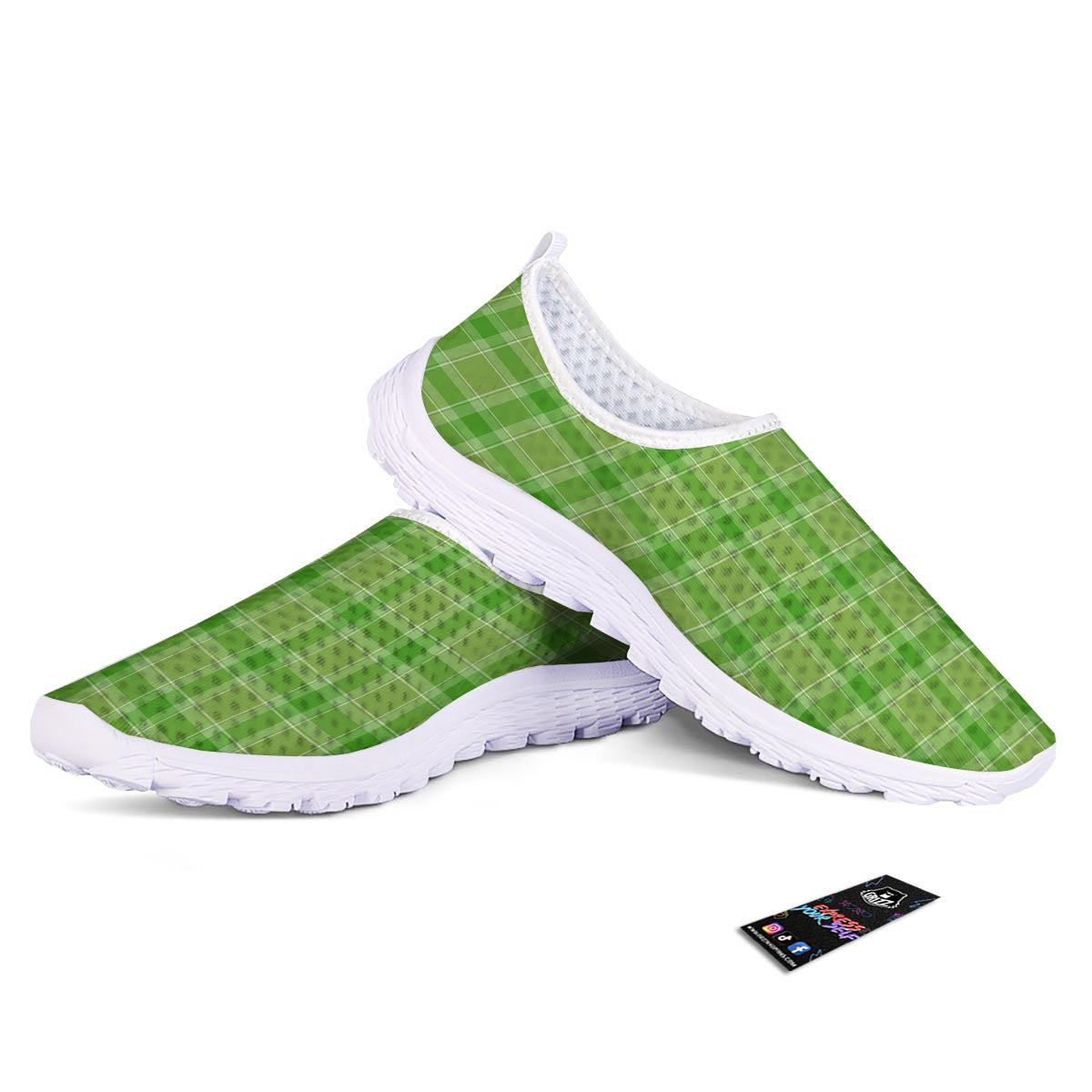 Saint Patrick's Day Shamrock Plaid Print Pattern Nurse Shoes-grizzshop