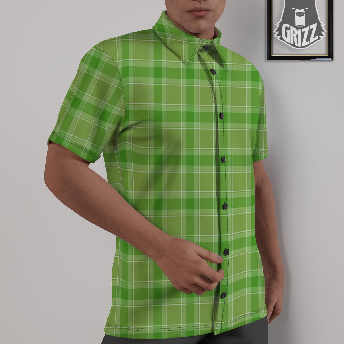 Saint Patrick's Day Shamrock Plaid Print Pattern Untucked Shirts-grizzshop