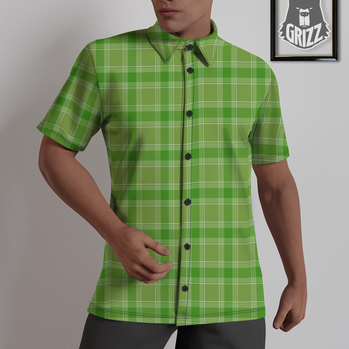 Saint Patrick's Day Shamrock Plaid Print Pattern Untucked Shirts-grizzshop