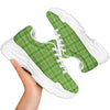 Saint Patrick's Day Shamrock Plaid Print Pattern White Chunky Shoes-grizzshop