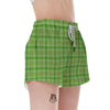 Saint Patrick's Day Shamrock Plaid Print Pattern Women's Shorts-grizzshop