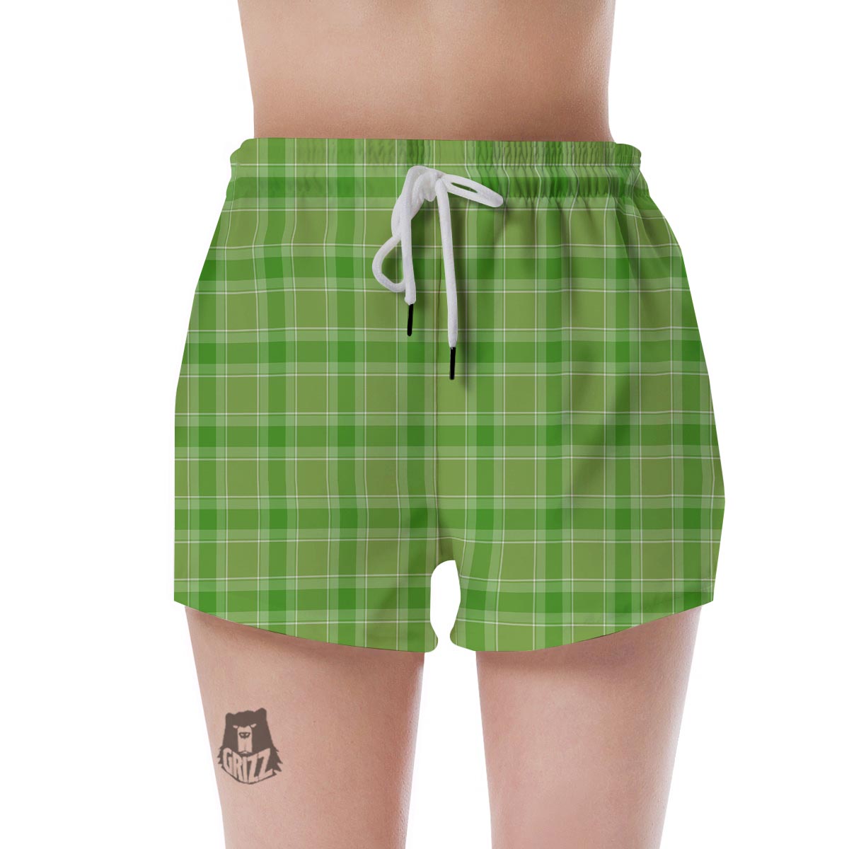 Saint Patrick's Day Shamrock Plaid Print Pattern Women's Shorts-grizzshop