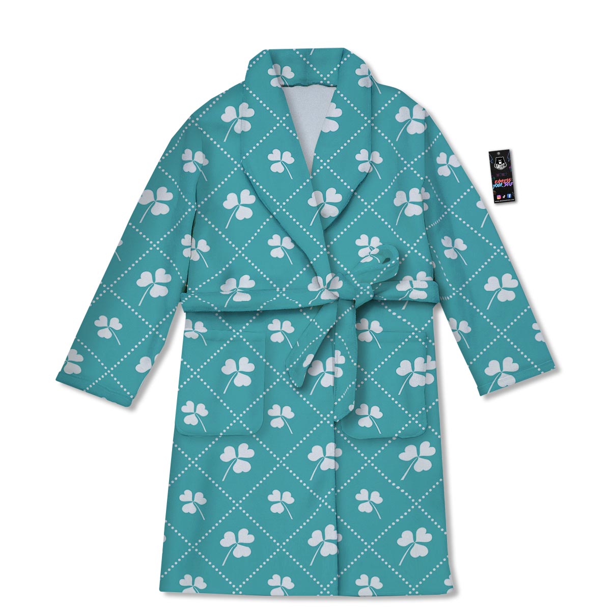 Saint Patrick's Day Shamrock Print Pattern Bathrobe-grizzshop