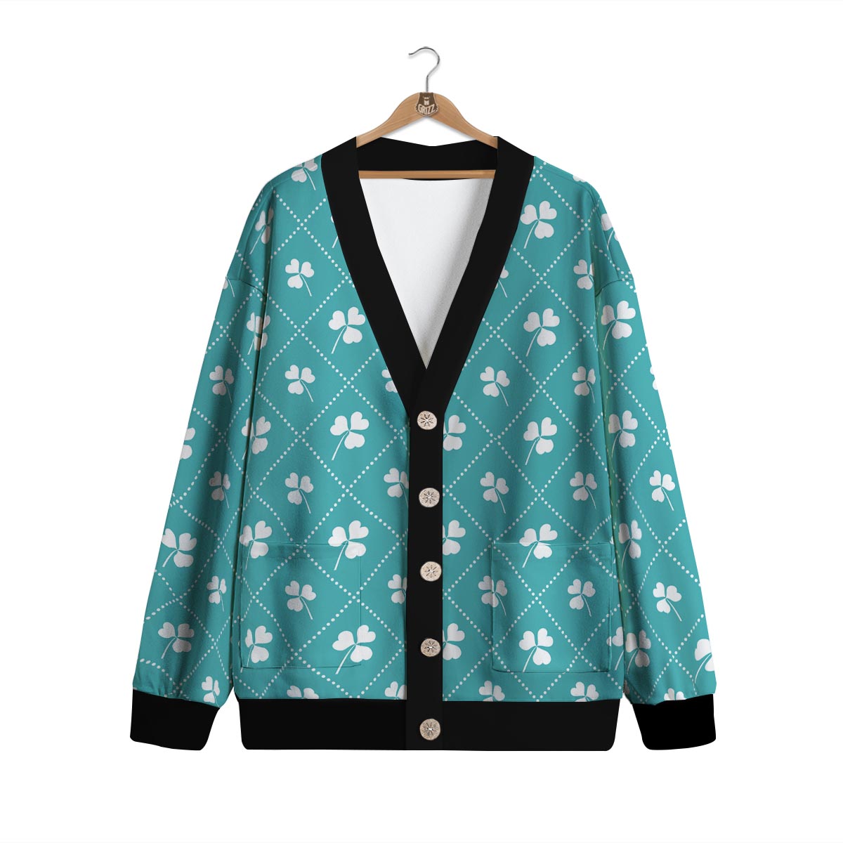 Saint Patrick's Day Shamrock Print Pattern Cardigan-grizzshop