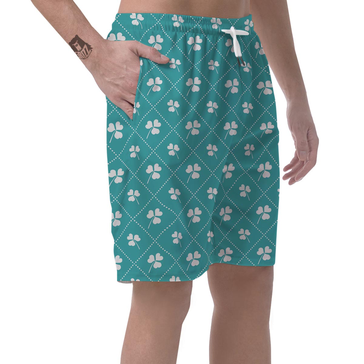 Saint Patrick's Day Shamrock Print Pattern Men's Shorts-grizzshop