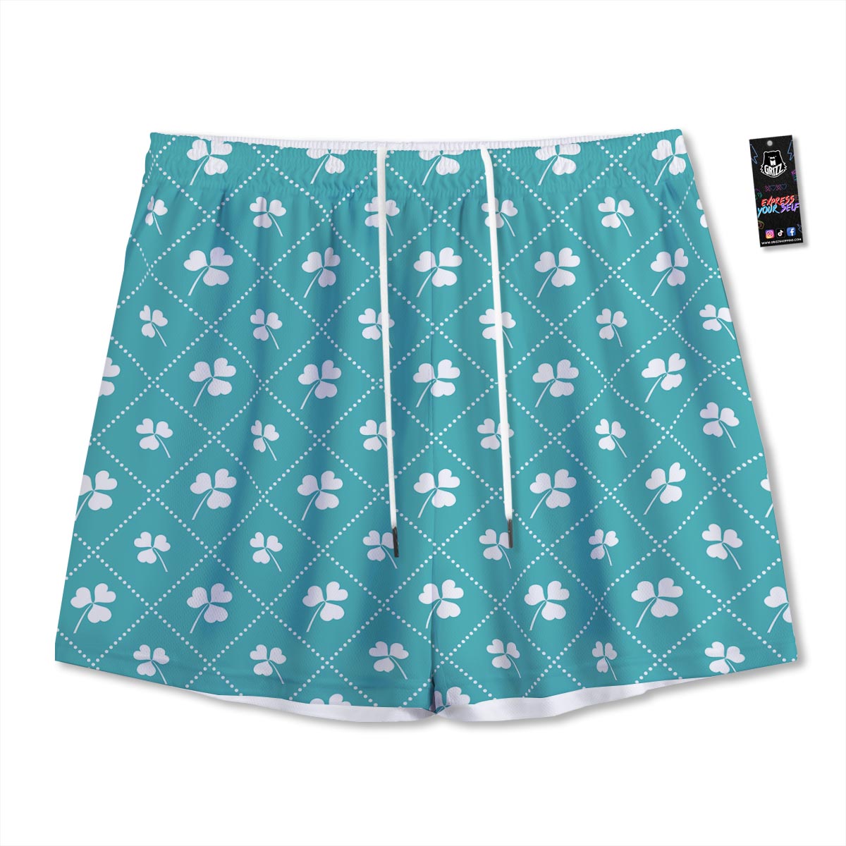 Saint Patrick's Day Shamrock Print Pattern Mesh Shorts