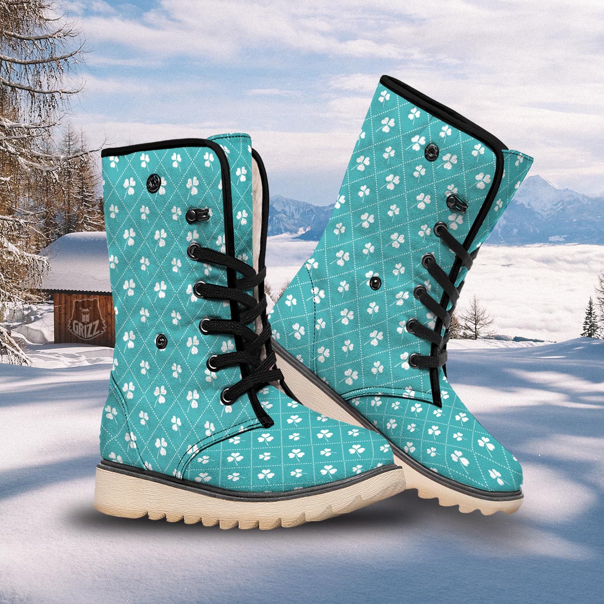 Saint Patrick's Day Shamrock Print Pattern Snow Boots-grizzshop