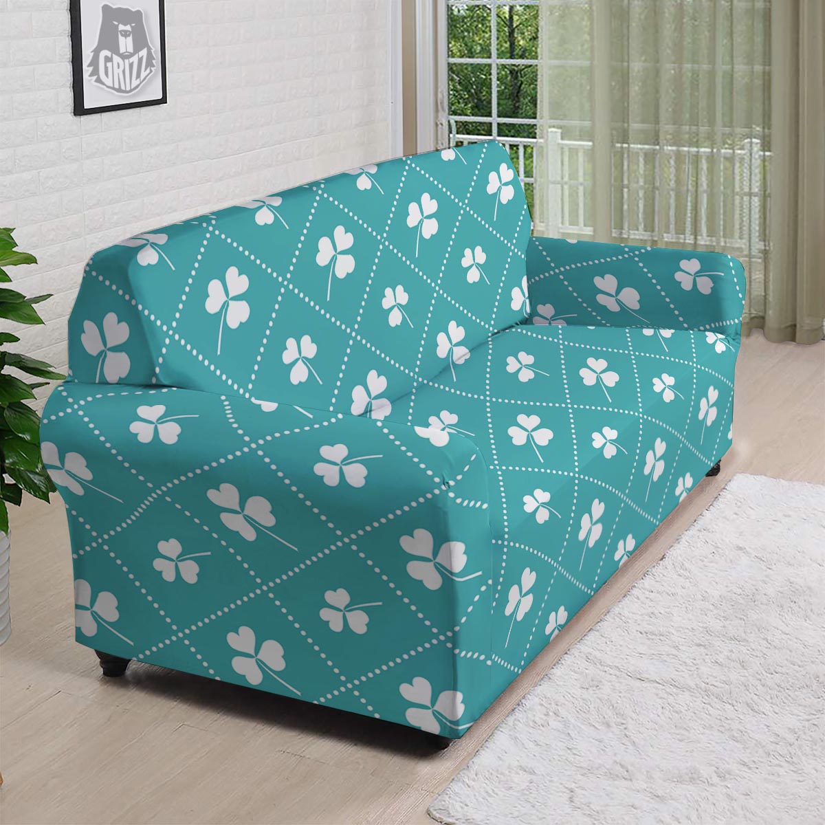 Saint Patrick's Day Shamrock Print Pattern Sofa Cover-grizzshop