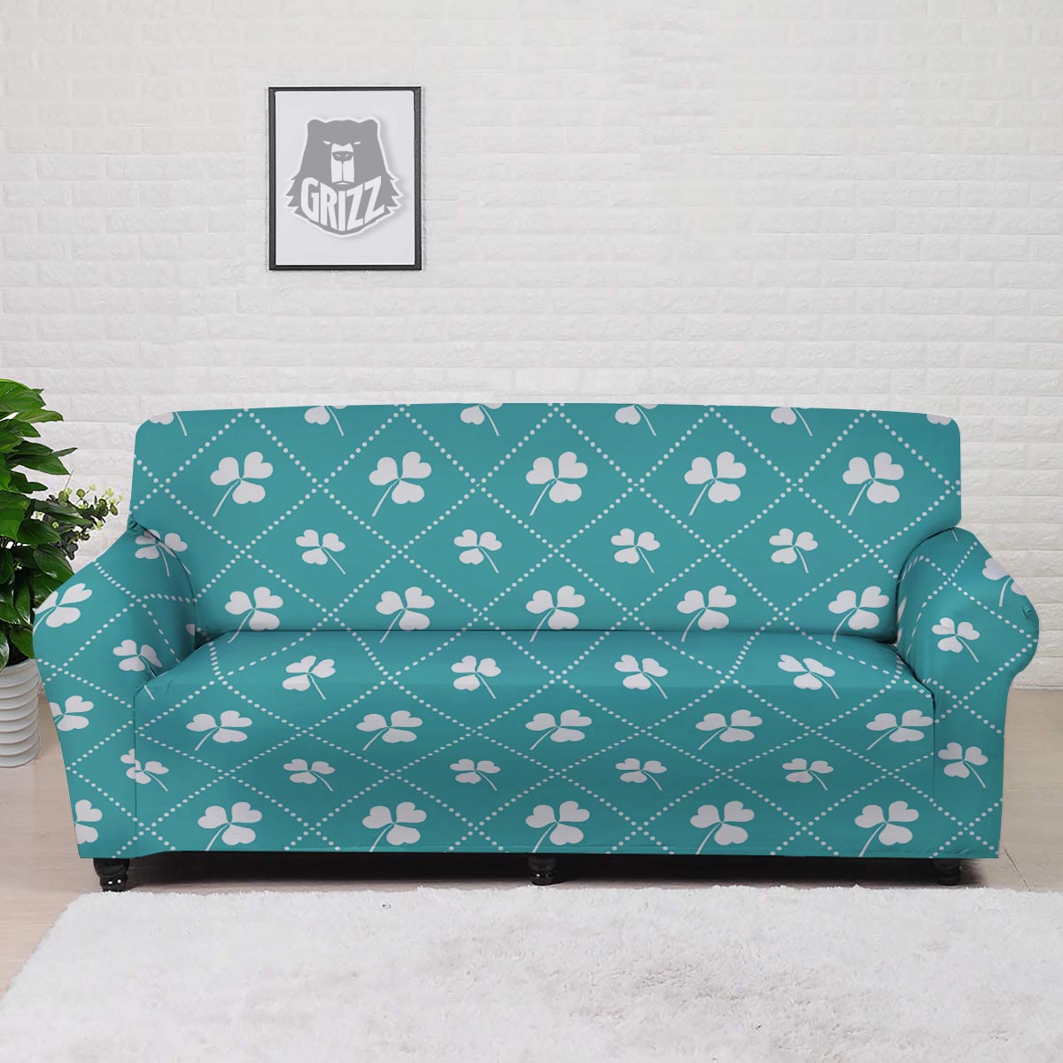 Saint Patrick's Day Shamrock Print Pattern Sofa Cover-grizzshop