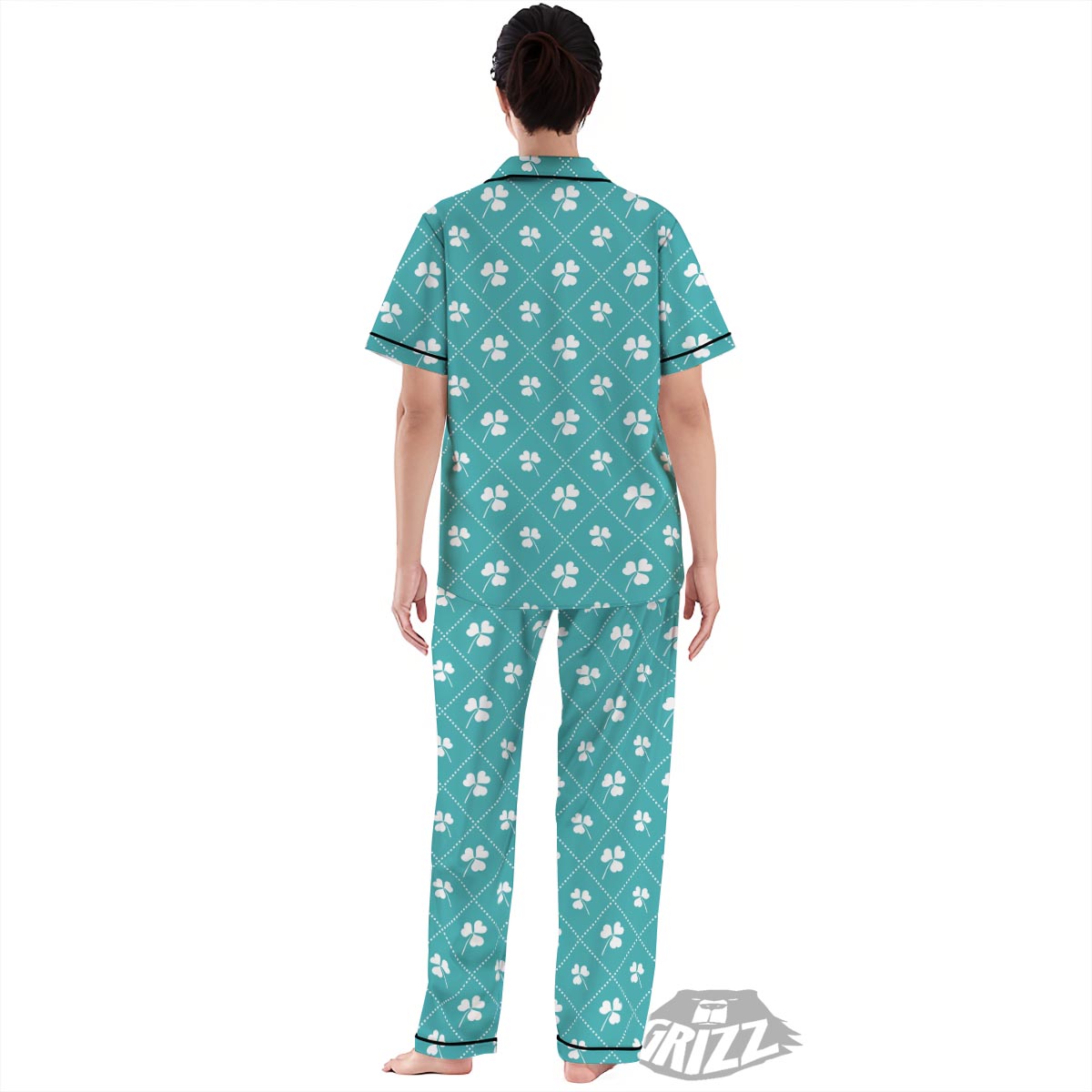 Saint Patrick's Day Shamrock Print Pattern Women's Pajamas Set-grizzshop