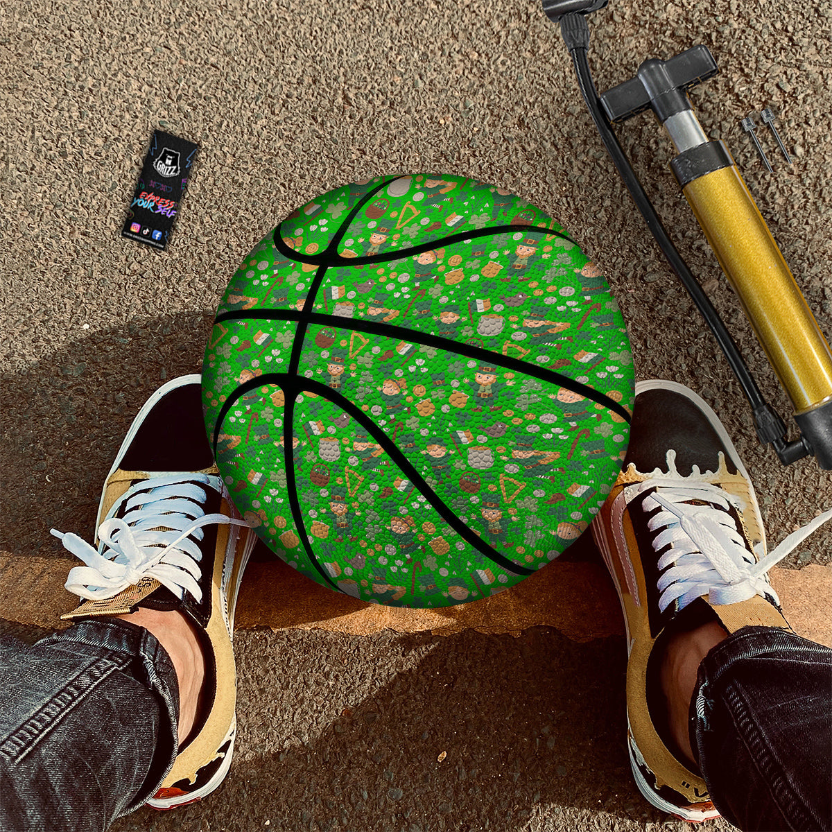 Silver Cross Ornamental Print Basketball