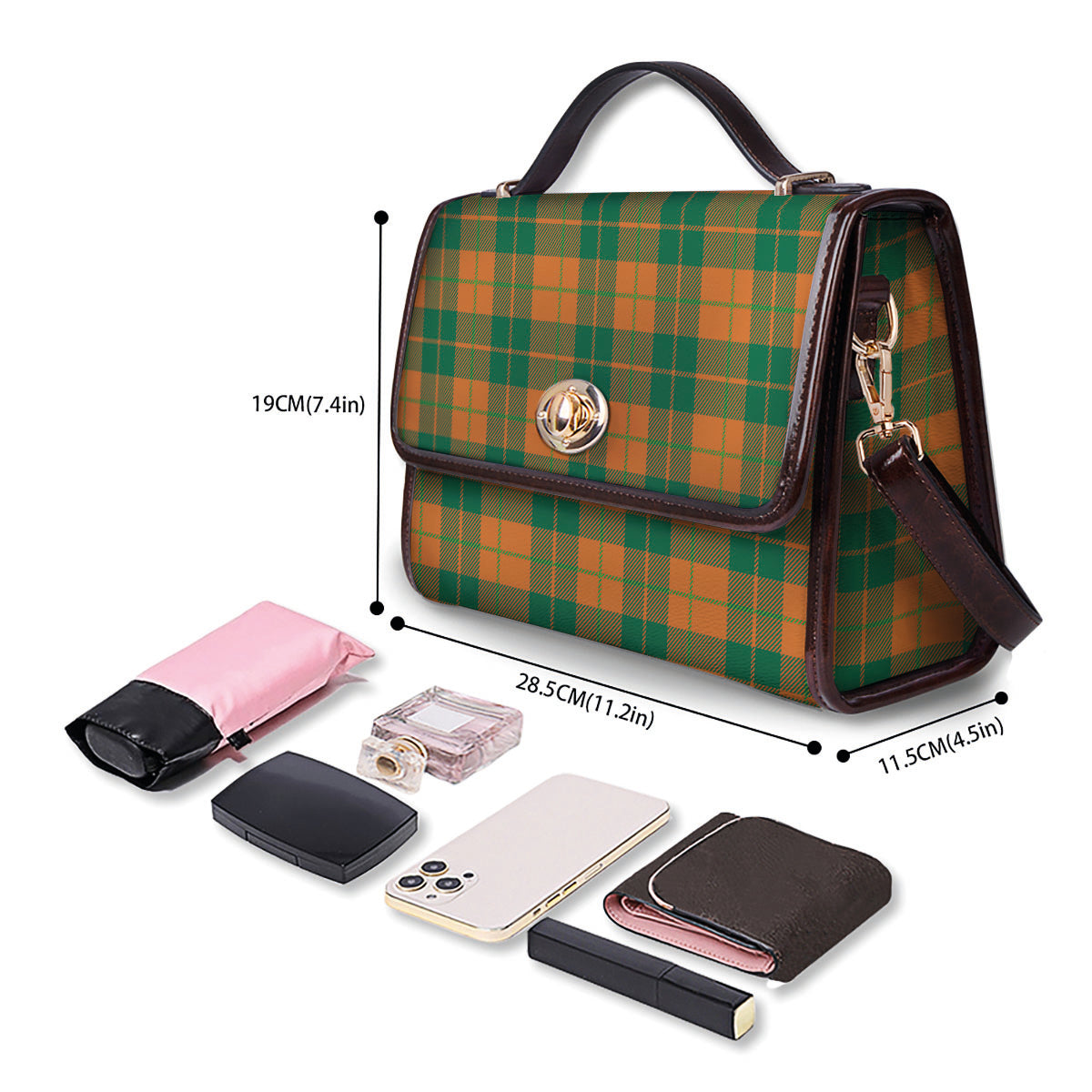 Saint Patrick's Day Irish Tartan Print Women's Satchel Bag