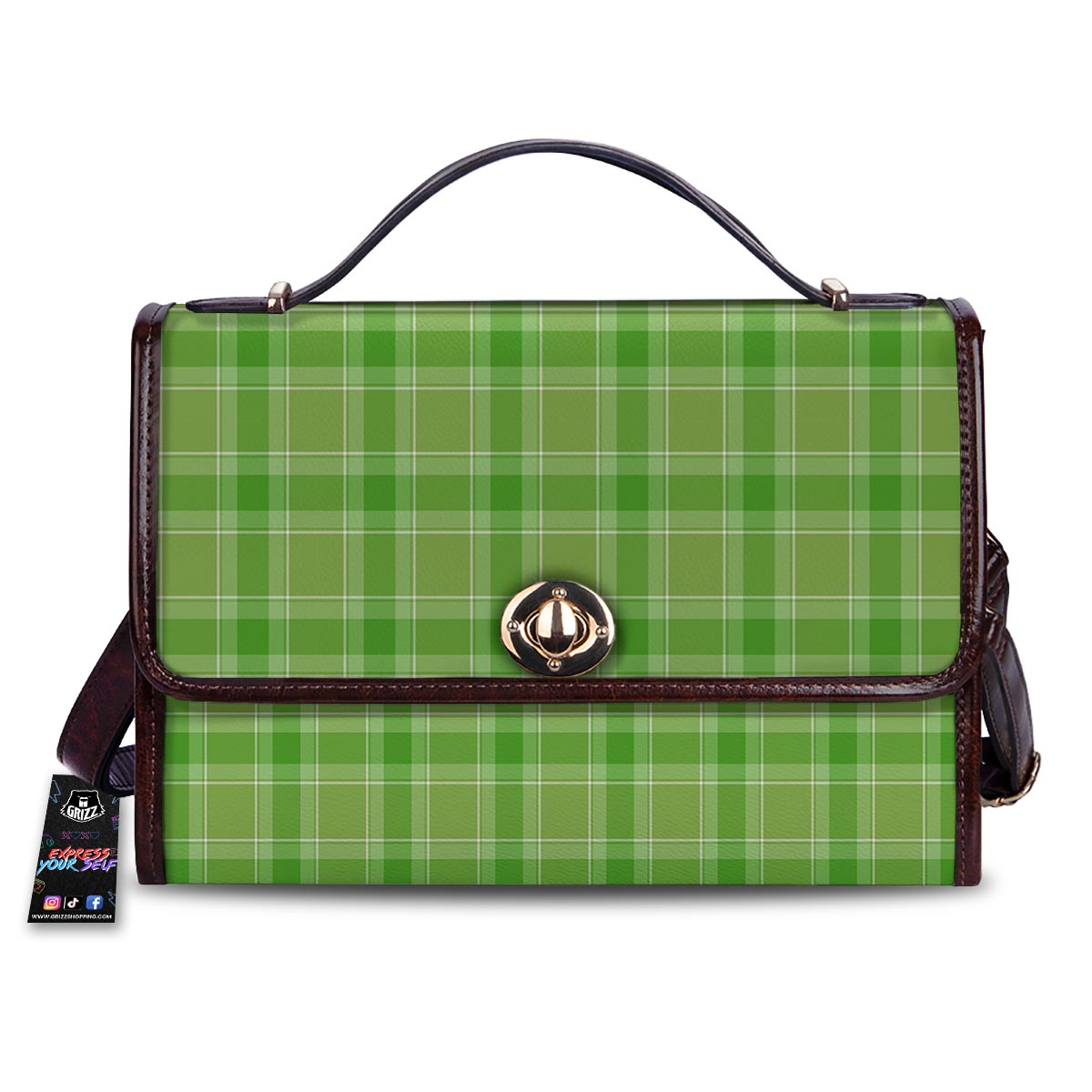 Saint Patrick's Day Shamrock Plaid Print Pattern Women's Satchel Bag