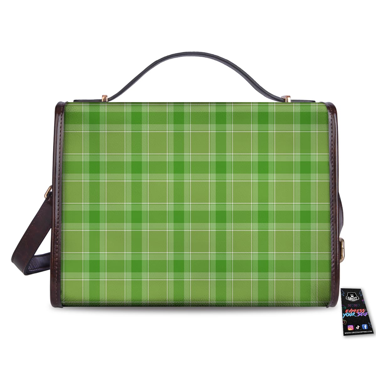 Saint Patrick's Day Shamrock Plaid Print Pattern Women's Satchel Bag