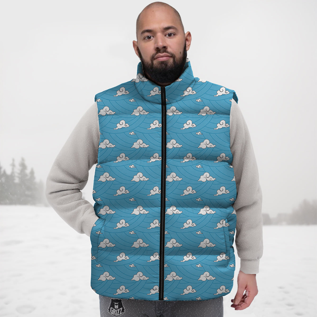 Sakonji Print Pattern Down Vest-grizzshop