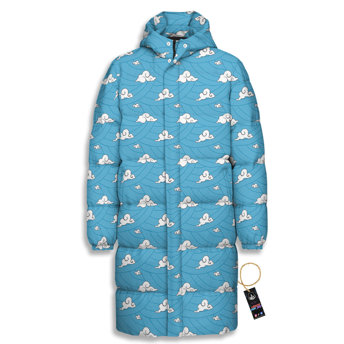 Sakonji Print Pattern Long Down Jacket-grizzshop