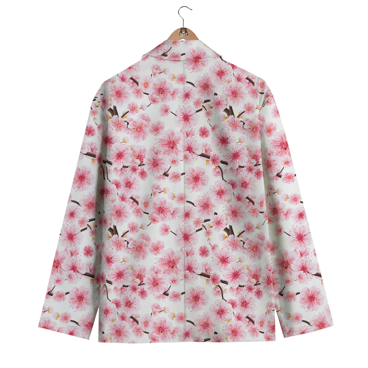 Sakura Pattern Print Men's Blazer-grizzshop