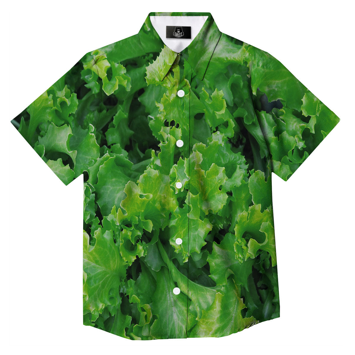 Salad Lettuce Green Print Button Up Shirt-grizzshop