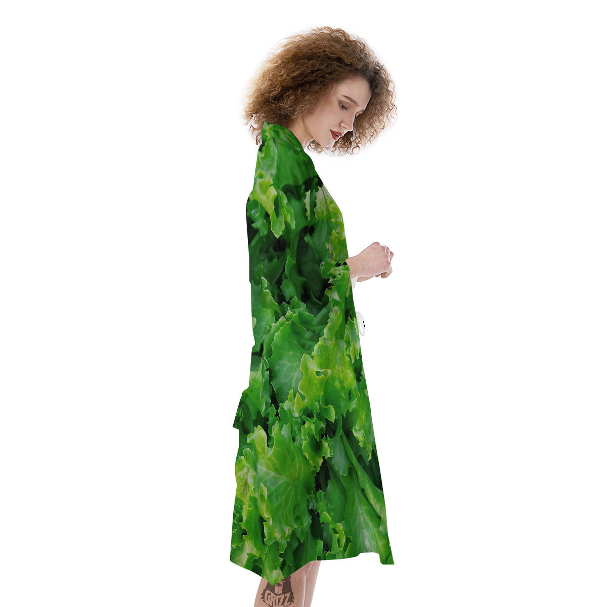 Salad Lettuce Green Print Kimono-grizzshop