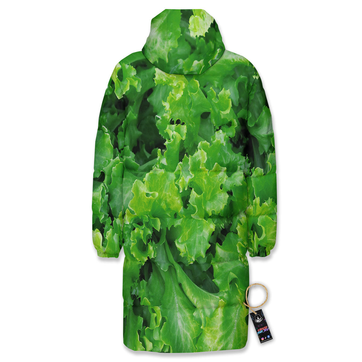 Salad Lettuce Green Print Long Down Jacket-grizzshop
