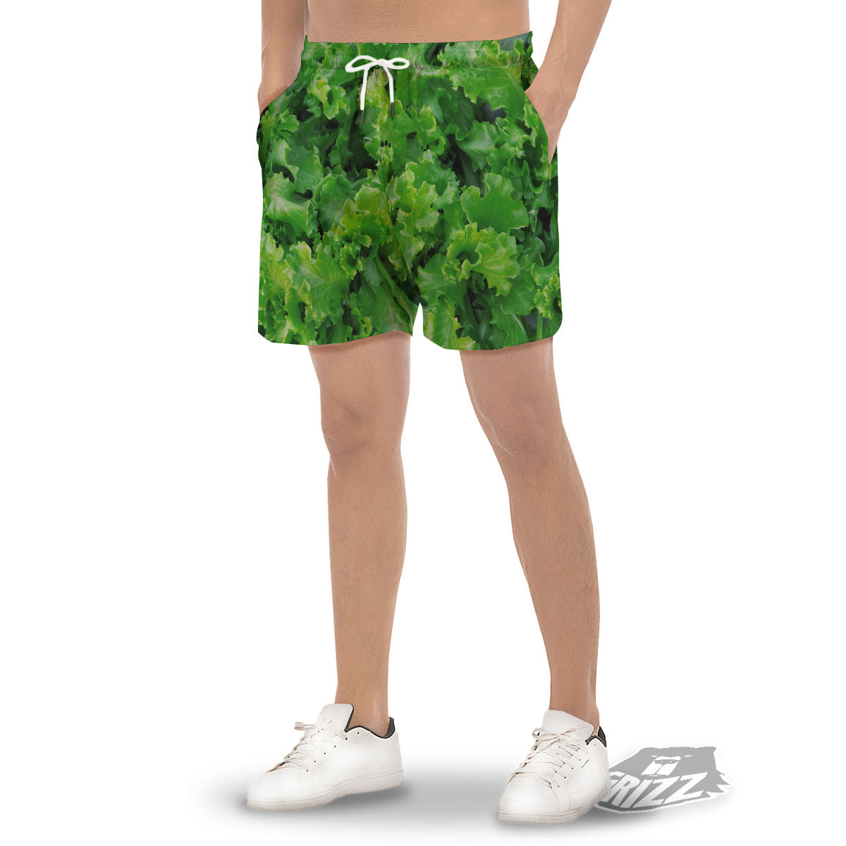 Salad Lettuce Green Print Men's Gym Shorts-grizzshop